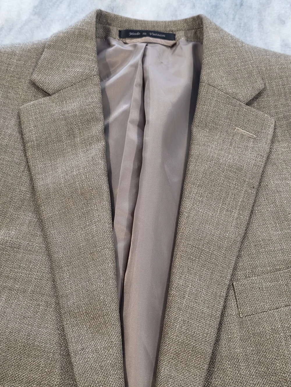 44L Men's Chaps Ralph Lauren Blazer Golden Tan Hopsack Linen Poly Sport Coat